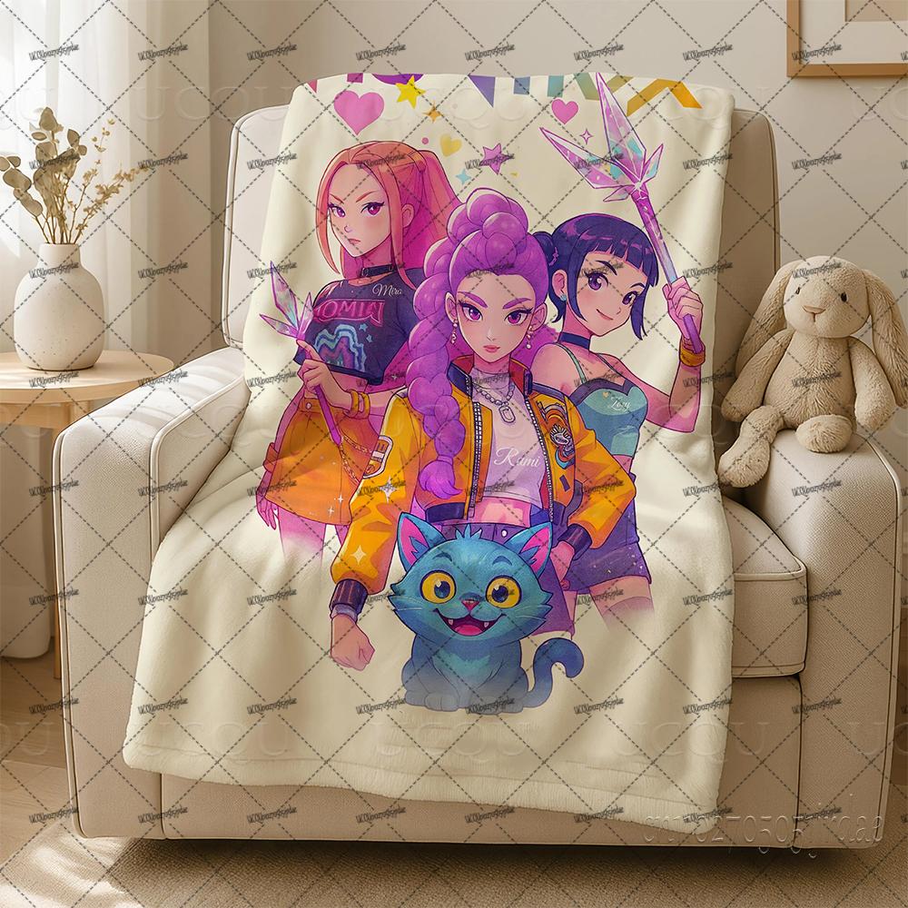 Demon Hunters Huntrix Blankets Quality Winter Warm Throw Blanket Girls Boys Gifts Sofa Bed Blankets Christmas Gifts
