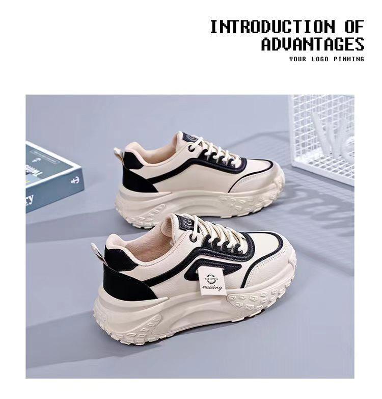 2025 Herbst neue koreanische Version ins Dad-Schuhe Studentinnen Lederoberfläche Plateau Sport erhöhen Laufen Freizeitschuhe Tide