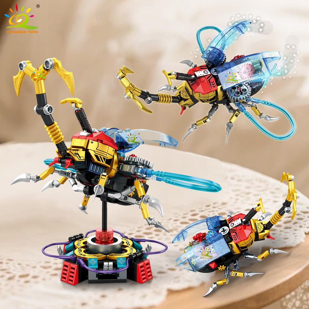 HUIQIBAO Insect Series MOC Butterfly Beetle Model Building Block Technical Brick Construction Toy Children Desk Home Decoration