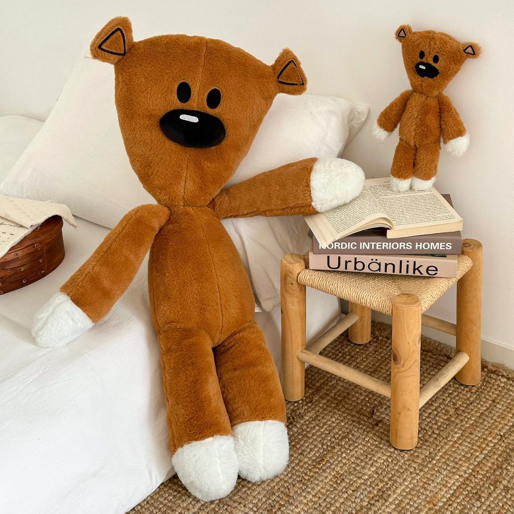 Big Size Cute Brown Bear Plush Toy Giant Hug Pillow Soft Fluffy Stuffed Mr. Bean Bear Doll for Fans Birthday Gift Home Decor