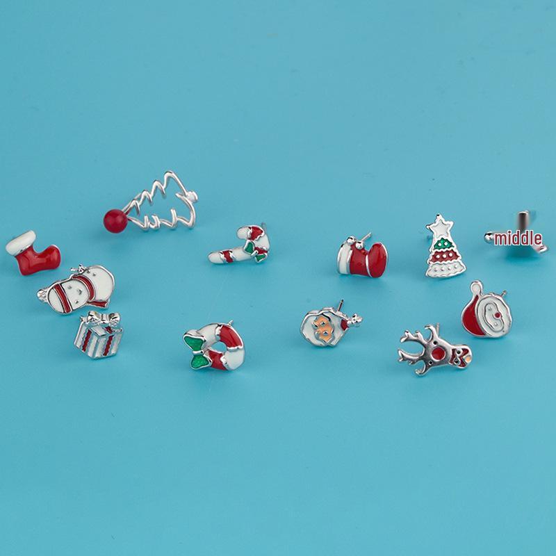 Christmas Holiday Stud Earrings: Elk, Tree, Candy Cane, Snowman