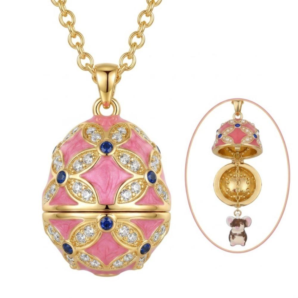Copper Egg Pendant Necklace Egg Shape Egg Charm Vintage Style Zodiac Necklace Daily Wear
