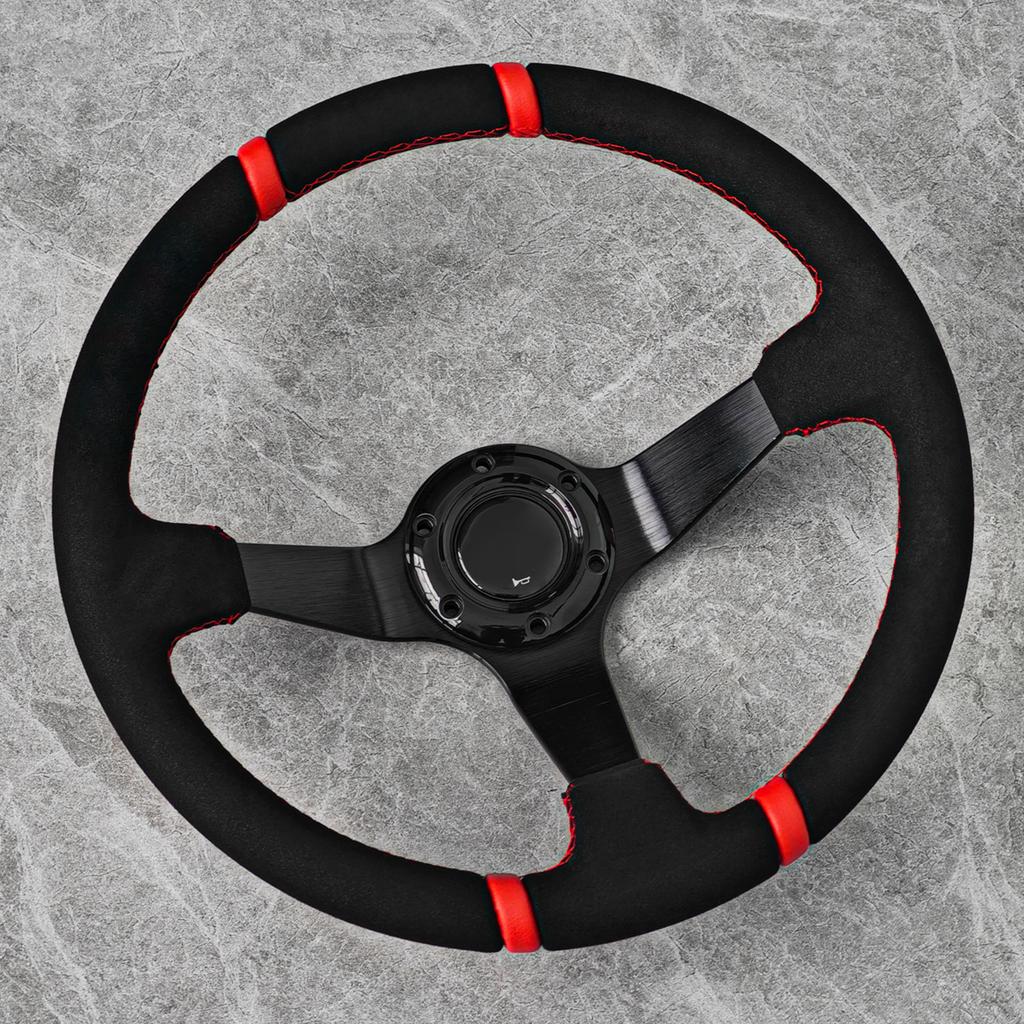 Racing Suede Leather Steering Wheel 14inch Universal Modified Car Sports Drift Steering Wheel
