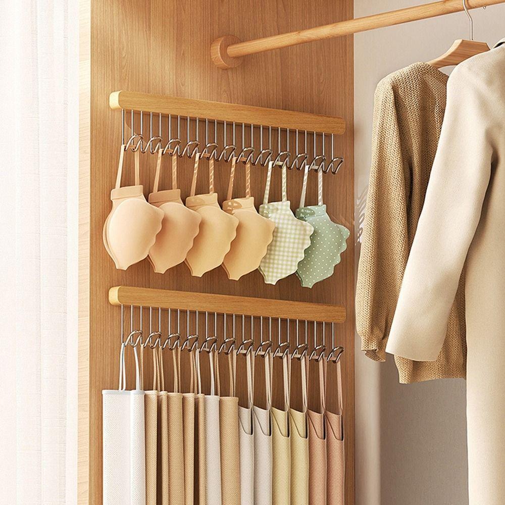 

Durable 8 Hooks Women Storage Bra Hanger Large Capacity Non-Slip Men Tie Belt Hanger Space Saving Underwear Hangers Closet