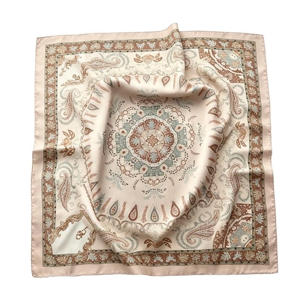 Geometric Shape Small Square Scarf Hip Hop Punk Bandana Simple Print Scarf Female коричневый