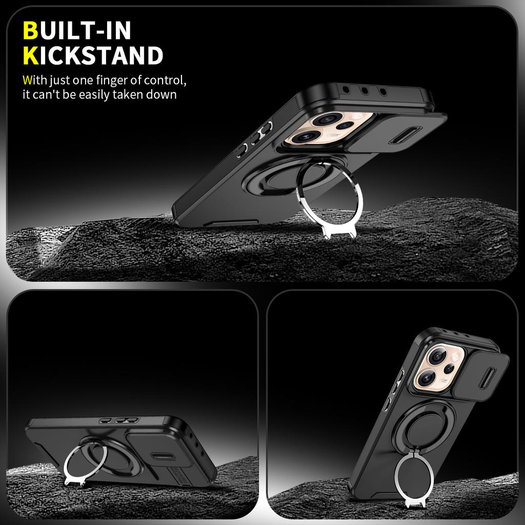 Suitable for OPPO Reno16Pro international version phone case, 360-degree rotating ring stand, A6X magnetic suction, a5 sliding window 15F