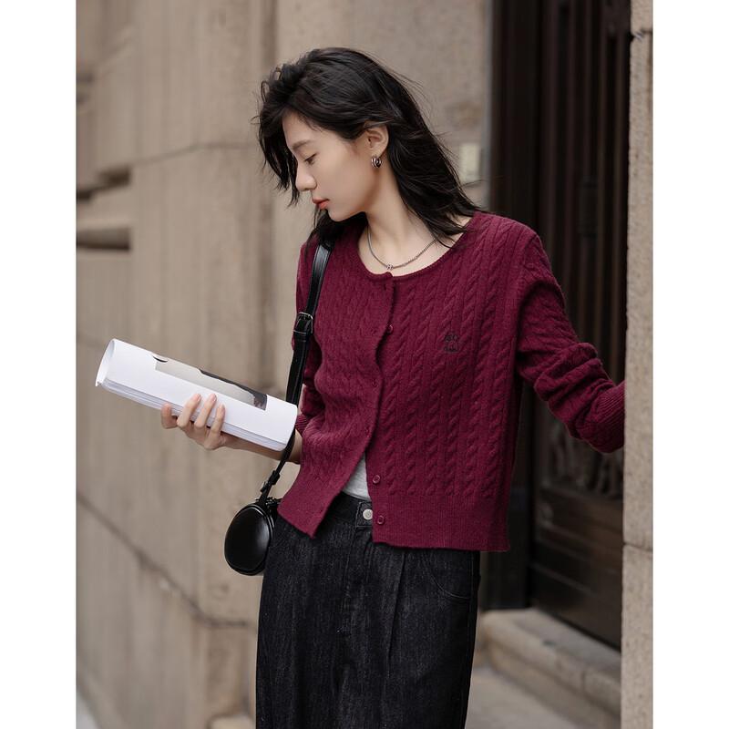 Demana Women's Miu College Embroidered Knit Cardigan