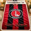 Flannel BlanketCharlton Athletic Custom Name Text Personalized Soft Warm Throw Blanket Home Decor Gift
