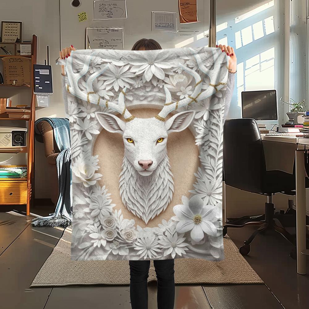 

1Pc Sculpture Animals Print Flannel Blanket, High quality Comfortable for All Seasons, Home Decor, Warmth and Comfort, Perfect for Christmas Gifts 72 80cm x 120cm