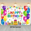 2D Flat Design 1 Birthday Party Pattern Banner Suitable for Living Room Bedroom and Office
