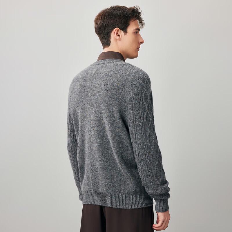 Men's Thickened 100% Cashmere Cable Knit Round Neck Sweater