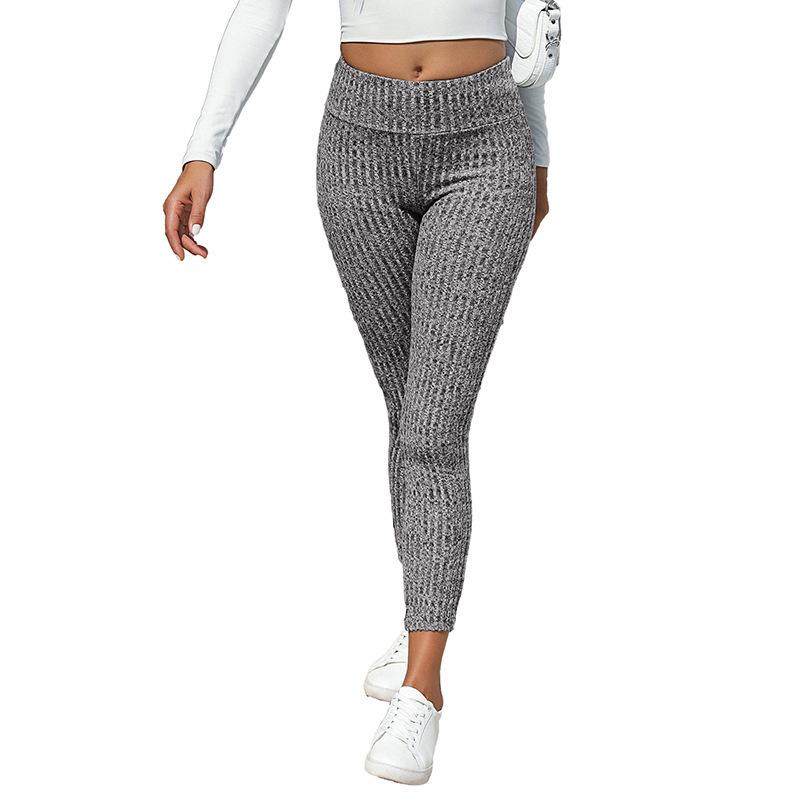 

2025 Autumn/Winter High-Waisted Solid Color Skinny Leggings for Women - European & American Casual Versatile Fitness Style Small