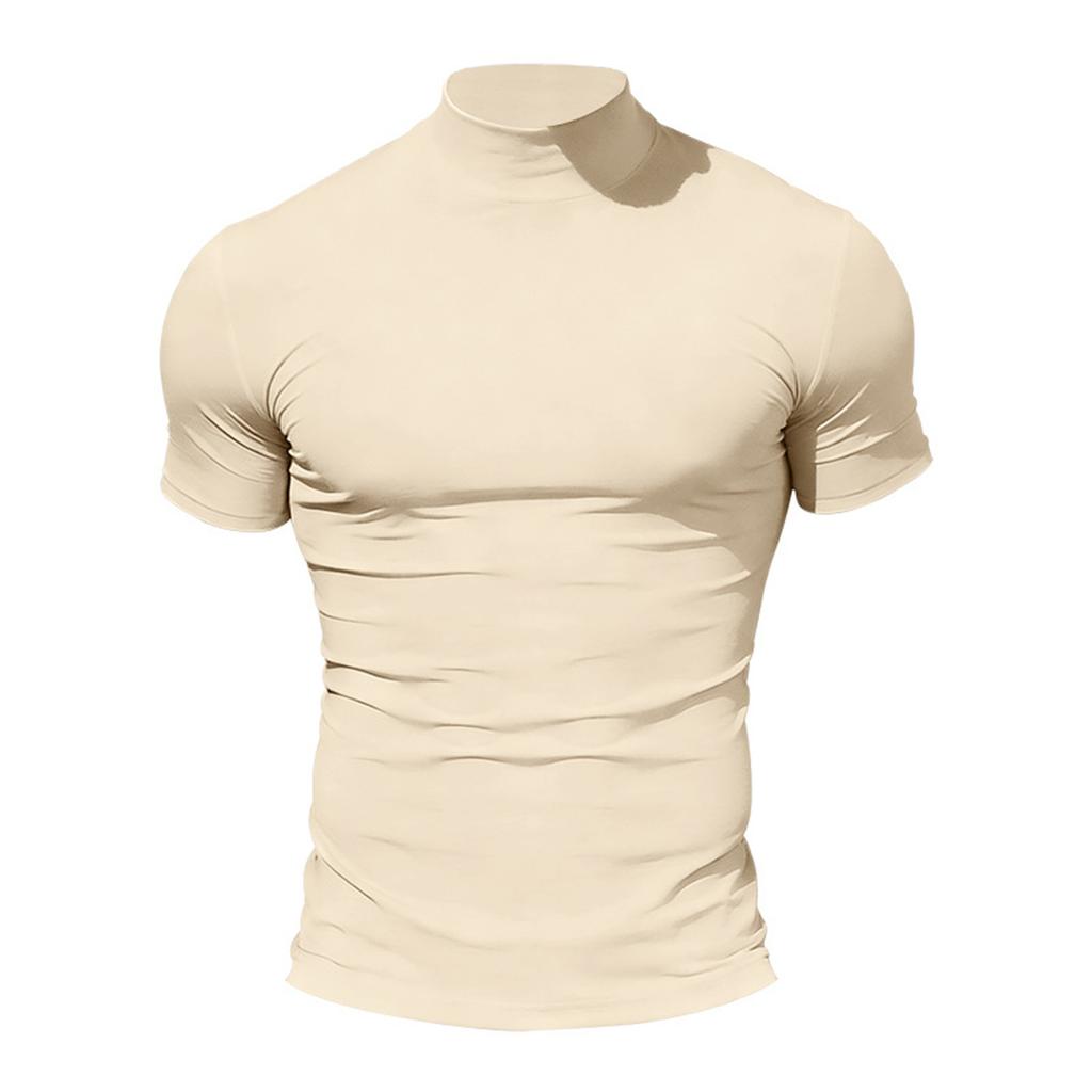 Ανδρικό T-shirt με στρογγυλή λαιμόκοψη κοντομάνικο Κλασική εφαρμογή Μαλακό βαμβακερό jersey Μονόχρωμο Βασικό T-shirt Καθημερινό Top