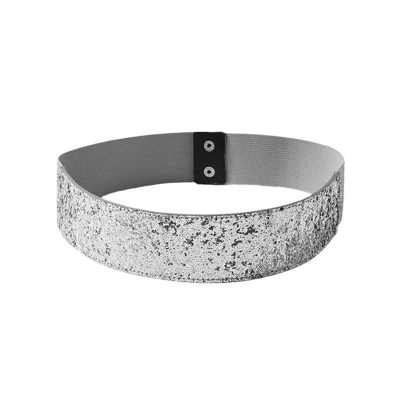 Ladies Dress Up Wide Belt With Shiny Sequins And Adjustable Fit For Office And Events