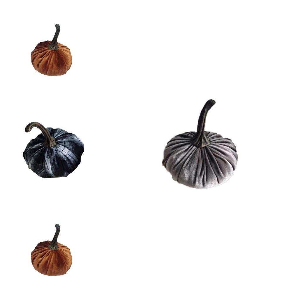Luxurious Blue Velvet Pumpkin Plush Throw Pillows For Elegant Halloween Decor