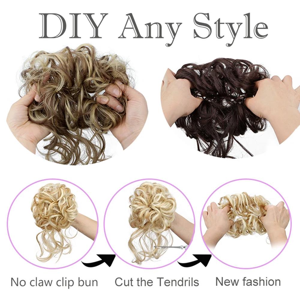 Messy Bun Hair Piece Synthetic Tousled Updo Hair Buns Extension Elastic Hair Band Hair Fake Hair Accessories for Women Girls