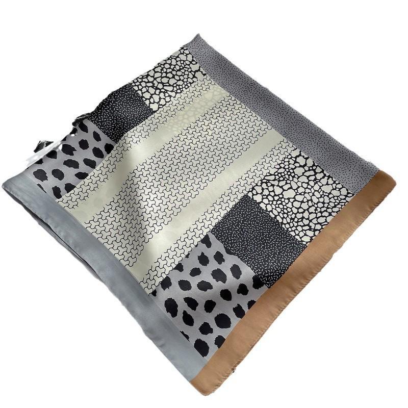 Women's Leopard Print Silk Square Scarf – Professional, Colorful, Versatile Shawl for Autumn/Winter