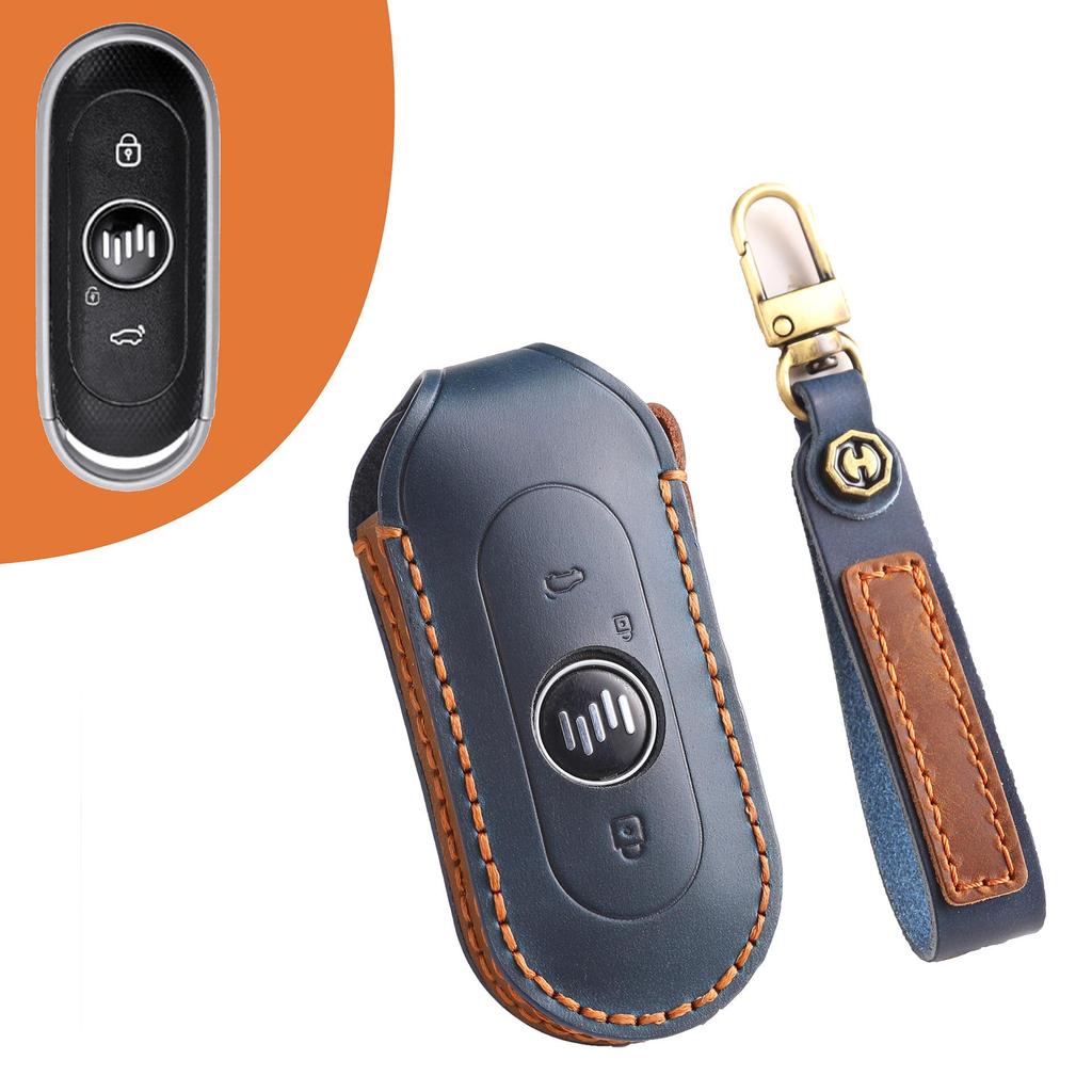 Genuine Leather Key Cover for Weimar EX5/EX6 2022 - Premium High-End Car Key Shell with Buckle