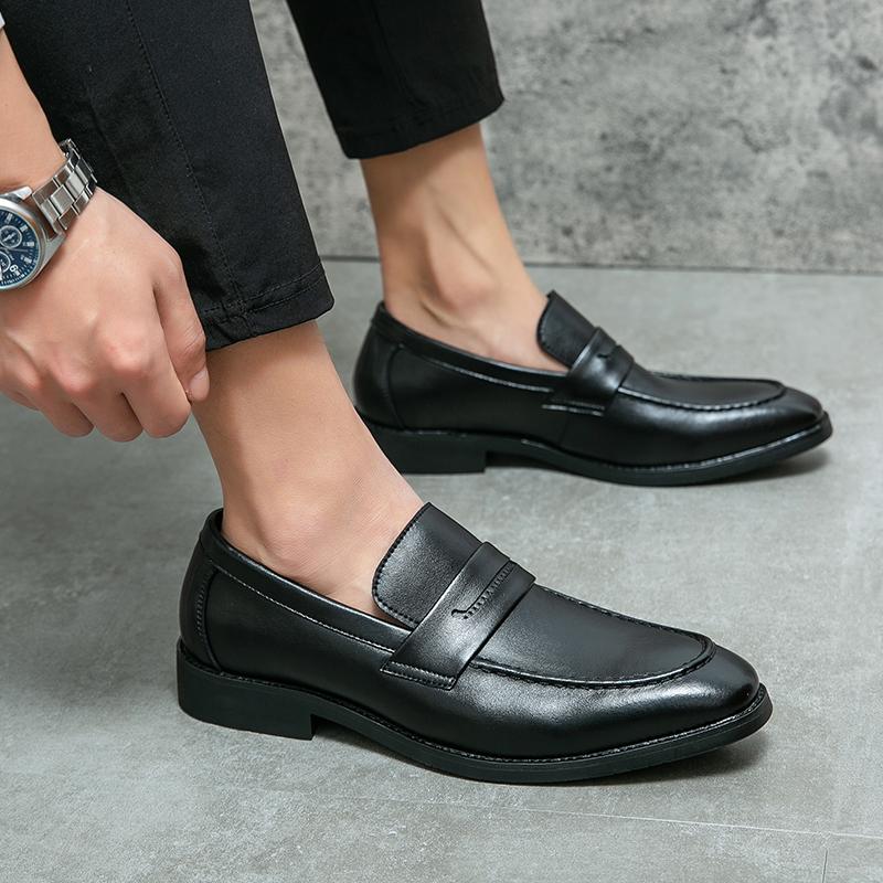 Men Brown Loafers Thick Sole Platform Height Increase Black Classic Business Office Dress Prom Tuxedo Party Shoes