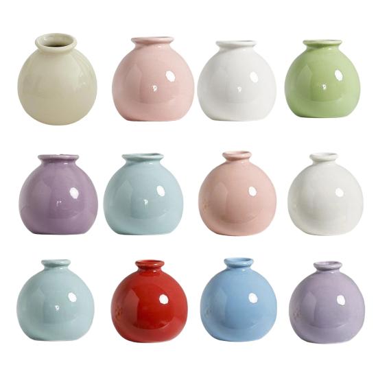 Kleine Runde Keramikvase Minimalistisch Nordisch Modern Dekorative Vase für Wohnzimmer Küche Schlafzimmer Eingangsbereich Kaminsims Tischmittelstück