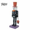 Pumpkin Basket Table Centerpiece Halloween Nutcracker Wooden Figurine, Hand-Painted Skeleton Soldier Ornament, Retro Creepy Mantel Decoration