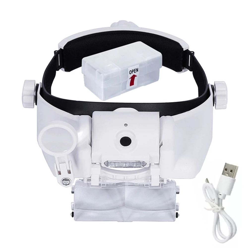 LED Lighting Lamp Jeweler Repair Reading Magnifier Microscope Headband Magnifier Head Loupe