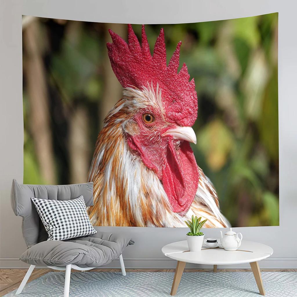 Farm Chicken Tapestry Funny Rooster  Animal Art  Home Living Room Bedroom Wall