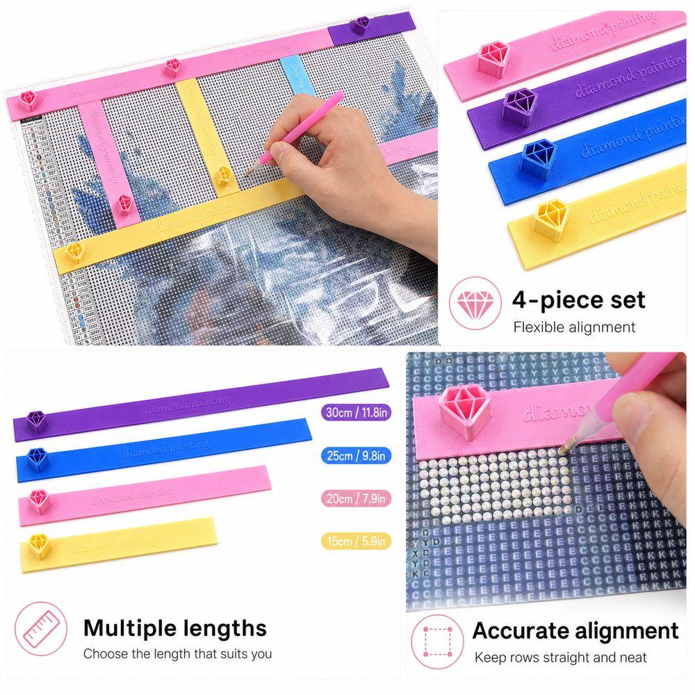 4Pcs Plastic Diamond Art Rulers Connectable Bead Alignment Guides New Diamond Painting Rulers