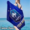Custom Name France National Football Beach Towel, Quick-Dry & Lightweight, Beach Blanket, Perfect for Beach, Pool, Yoga, Or Camping, Gifts