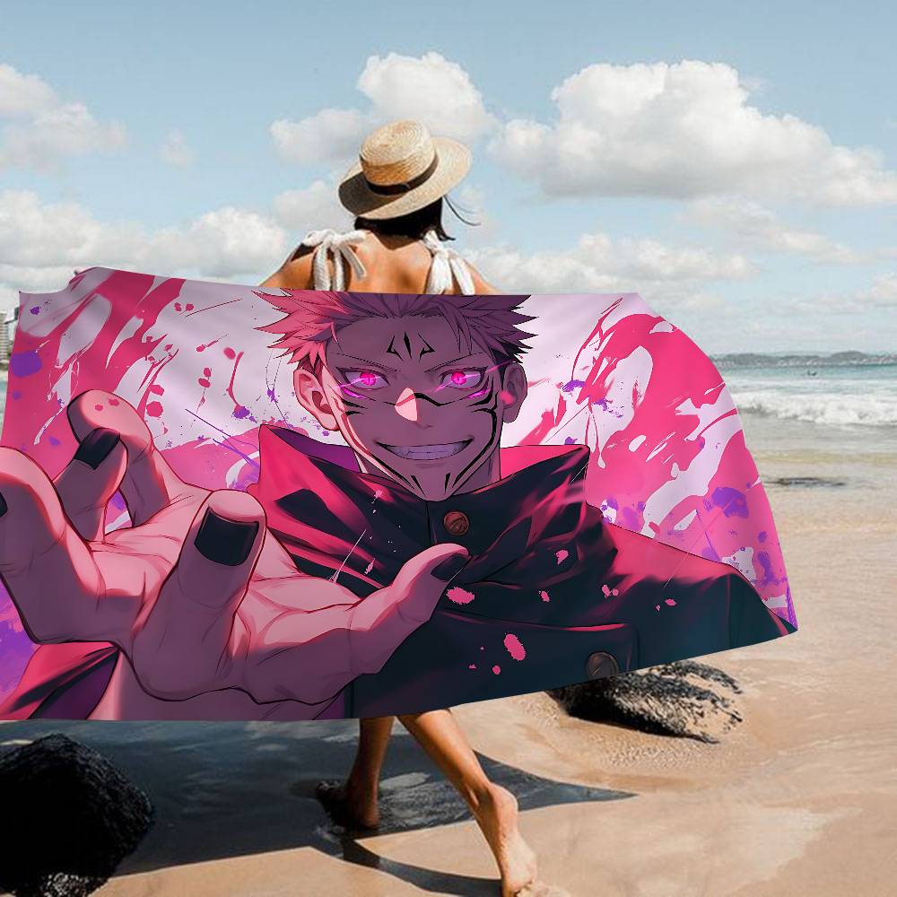 1pc Anime J-jujutsu K-kaisen Microfiber Beach Towel Absorbent Quick Dry Soft Yoga Swimming Resort Mountain Climbing Towel