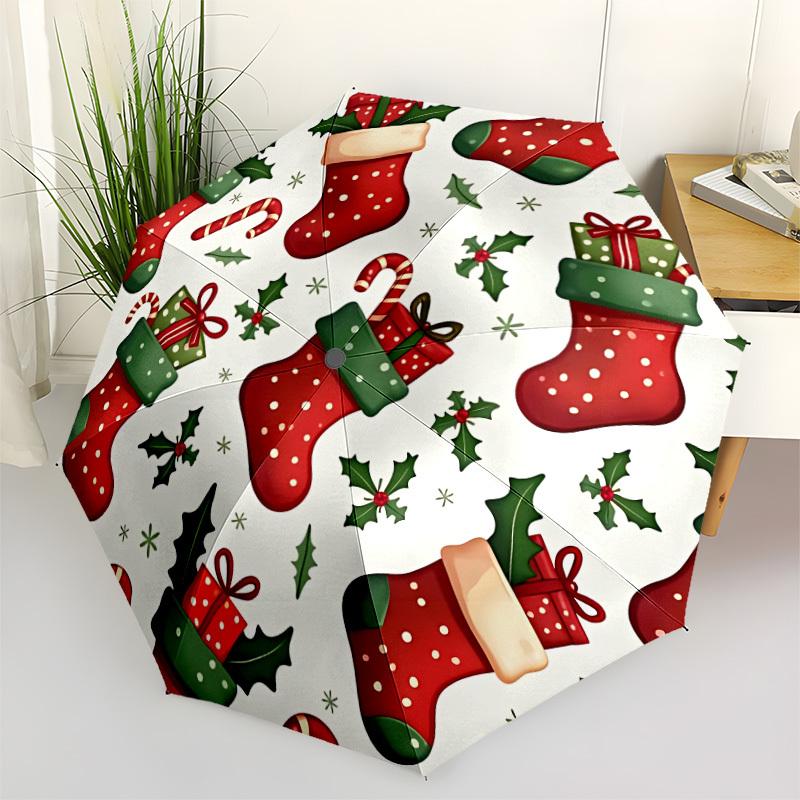 

1pc Christmas stockings Automatic Open/Close Folding Umbrella - Compact 8-Rib Design, Daily Use, Perfect Gift for Friends & Family yy251124233