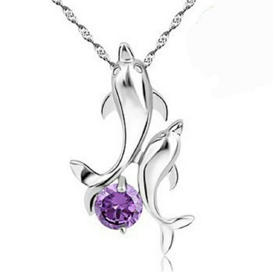 Korean Fashion Imitation Silver Zircon Pendant Necklace for Women
