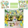 Colorful Cartoon Dinosaur Party Birthday Supplies Tableware Plates Cups Banner Set