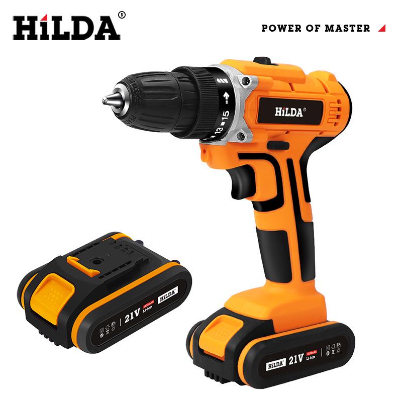 HiLDA Electric Impact Drill: Rechargeable Lithium Battery, 12V/16.8V/21V