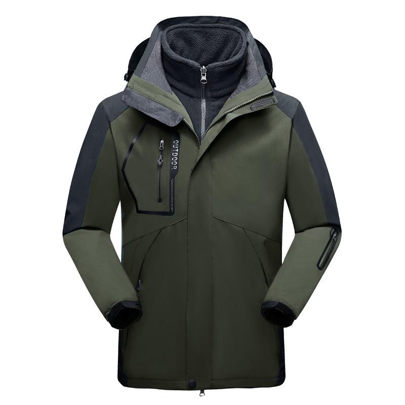 Unisex Windproof 3-in-1 Jacket, Couple Style with Detachable Liner, Two-Piece Set for Hiking, Plus Size Available