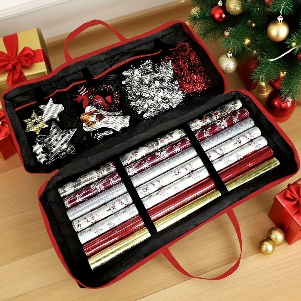 Large Capacity Gift Wrap Storage Bag Zippered Gift Wrap Organizer  for Bows