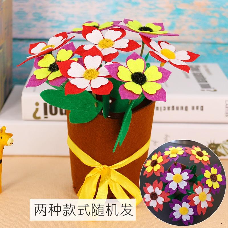 Prezent na Dzień Matki Ręcznie Robiony Bukiet w Doniczce Słonecznik Goździk Sztuka Rzemiosło Kreatywność Zabawka Przedszkolna Mini Symulacja Doniczka DIY Zabawki dla Dzieci
