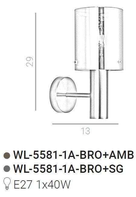 Kinkiet Sardo WL-5581-1A-BRO+AMB Italux