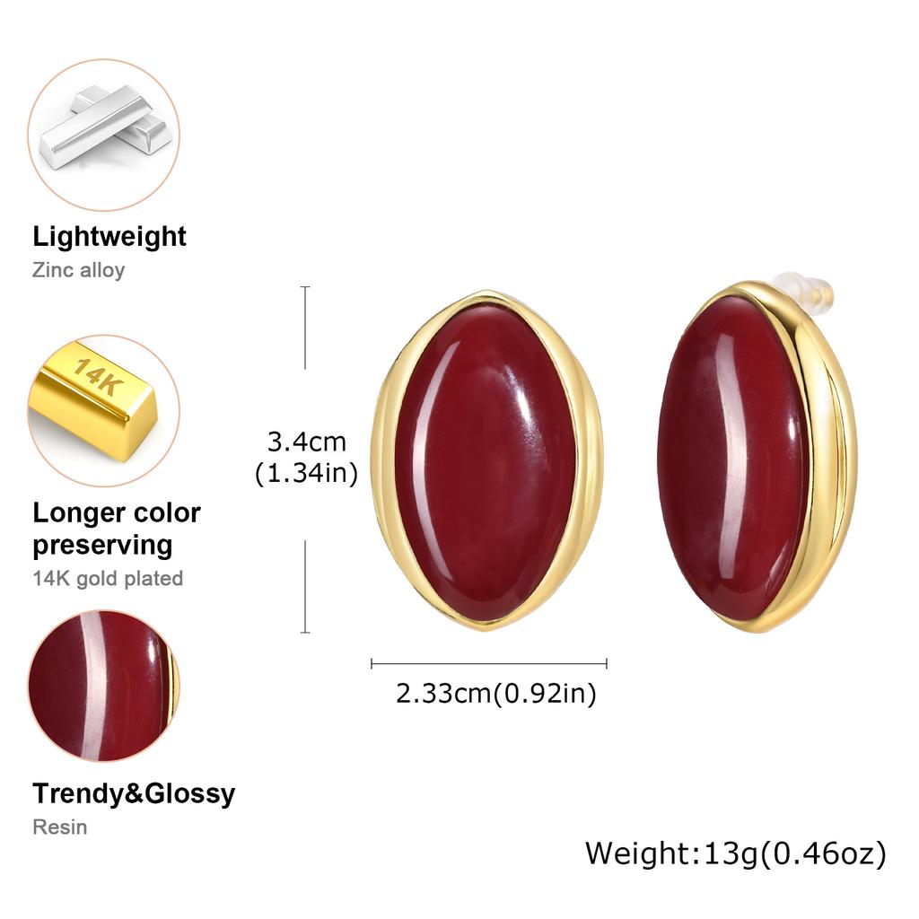 Vintage Luxury Large Geometry Oval Stud Earrings for Women Girls Fashion Metal Charms Piercing Jewelry Accessories Gifts