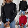 Women S Long Sleeve Knitted Pullover Sweater With Pearl Decoration