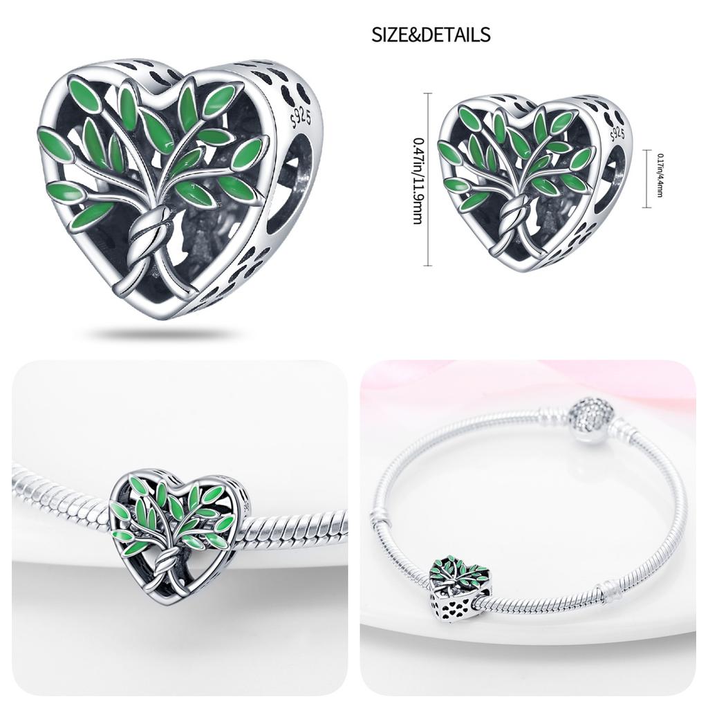 Original 100% Genuine SS925 Sterling Silver Four-Leaf Clover Beads Fit  Bracelet DIY Charm For Women Jewelry Fashion Gift