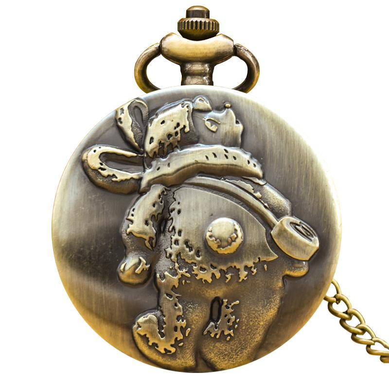 

Vintage Bronze Steampunk Animal Bear Carved Quartz Pocket Watch Necklace Pendant Clock Chain Men Women Chain Gift бронзовый