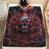 Red mechanical skull dragon Print Flannel Blanket,High quality Comfortable for All Seasons,Home Decor,Warmth and Comfort,Perfect for Christmas Gifts