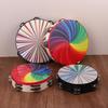 8/10 In Wooden Tambourine Handbell Hand Drum W/ Double Row Jingles Laser/Rainbow Drum Head Musical Percussion Instrument