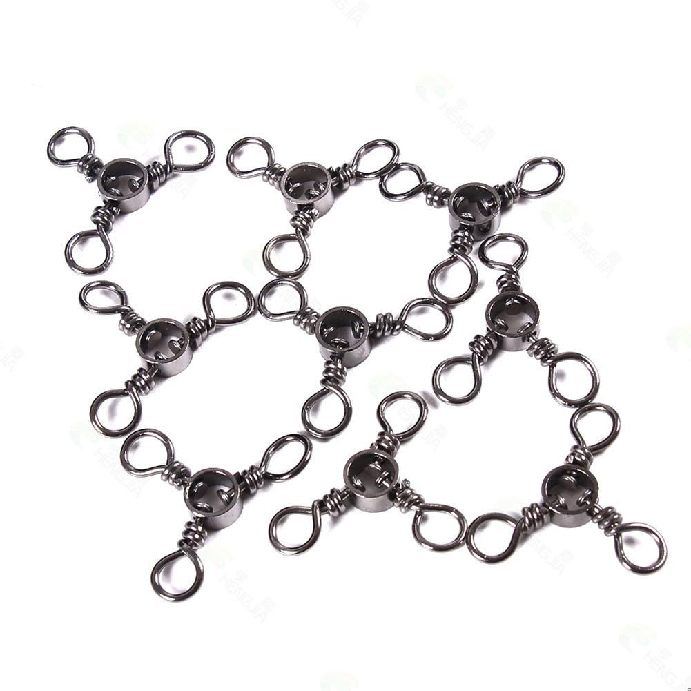 50 Pcs Steel 3 Side Rolling Swivel Hollowed Lure Accessories Linker Pins 3 Rings Fishing Hook Connector Fishing Gear Parts