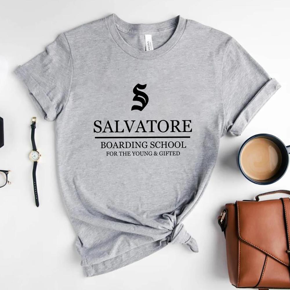 Salvatore Boarding School Tshirt TV Show TVD Vampire Diaries Tees Damon Stefan Salvatore Shirt Mystic Falls Vampire Fans Gift