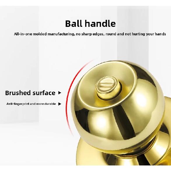 Stainless Steel round Ball Door Knobs Passage Entrance Lock Handle for Bedrooms Living Rooms Hardware Accessories