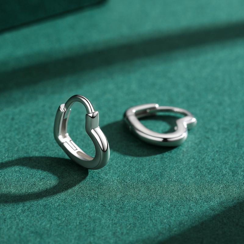 Modian Fashion Hearts Shape Hoop Earrings 925 Sterling Silver Love Charm Earring For Women Girls Jewelry Gifts