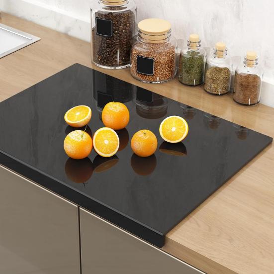 Acrylic Cutting Board with Counter Lip 16x12 Inch Non-Slip Clear Kitchen Chopping Boards for Countertop Protector Apartment Essentials