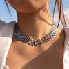 Mesh Design Exaggerated Cuban Chunky Chain Zinc Zinc Alloy Clavicle Chain Fashion Hip Hop Necklace  Girls